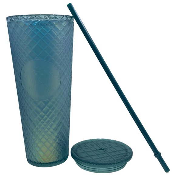 NWT Starbucks Peacock Jeweled Soft Touch Green Tumbler Cup Fall 2023 Venti 24 oz - Picture 6 of 8